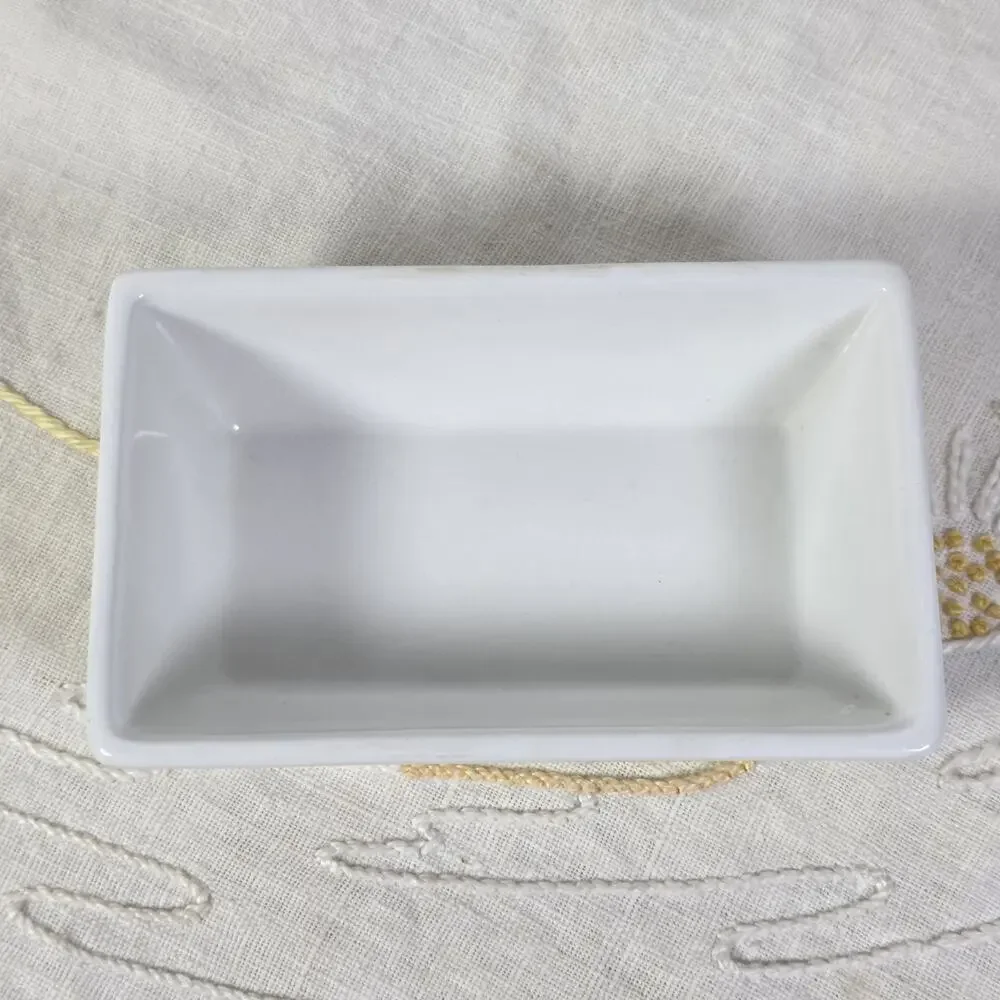 White Ceramic Bird Soap Dish Holder Removable Drip Tray Bathroom Farmhouse Decor